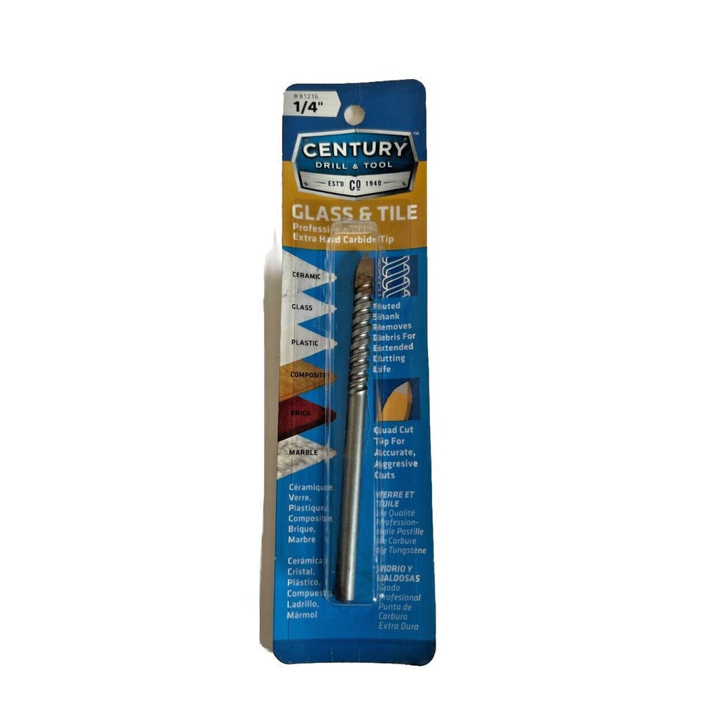 CENTURY DRILL & TOOL Glass & Tile Bit 1/4" Professional Grade 81216
